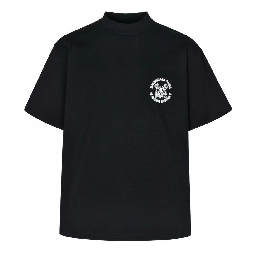 Balenciaga  logo-Embroidered Cotton T-Shirt Black