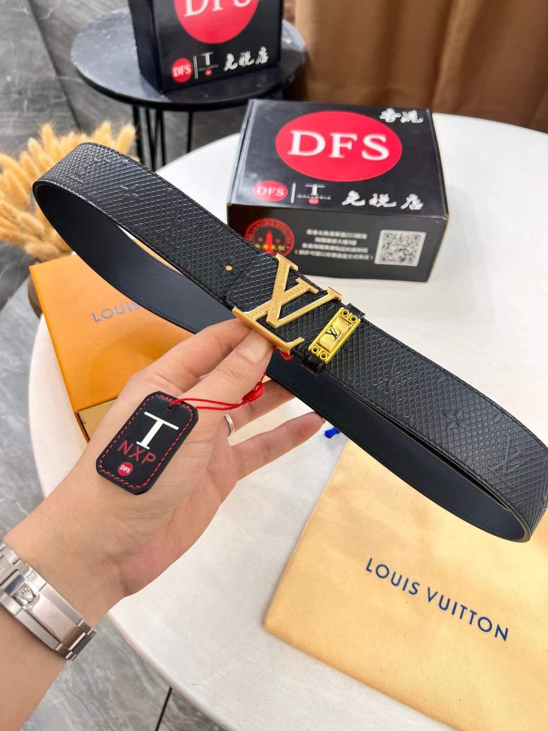 LV Black/Brown Leather Reversible Initiales Belt