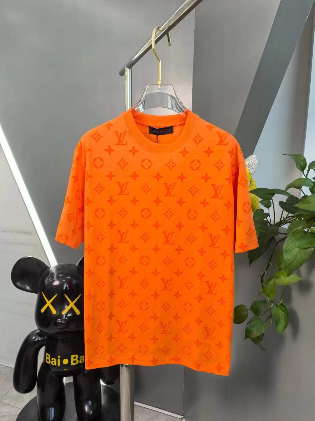 LV Monogram Jacquard Crew Neck Sweatshirt XS Orange