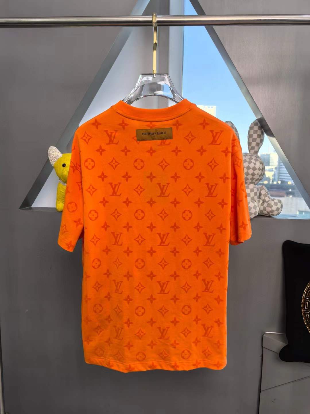 LV Monogram Jacquard Crew Neck Sweatshirt XS Orange
