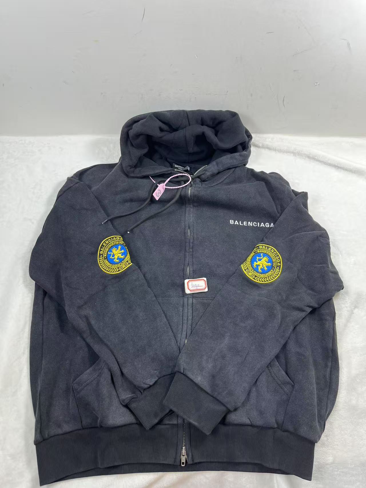 BALENCIAGA Paris Light Varsity Hoodie in Black