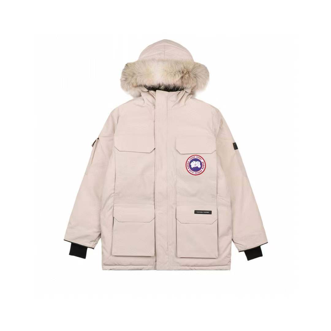 Canada Goose  Down Jacket Men 'S Big Goose Solid Color Thick White