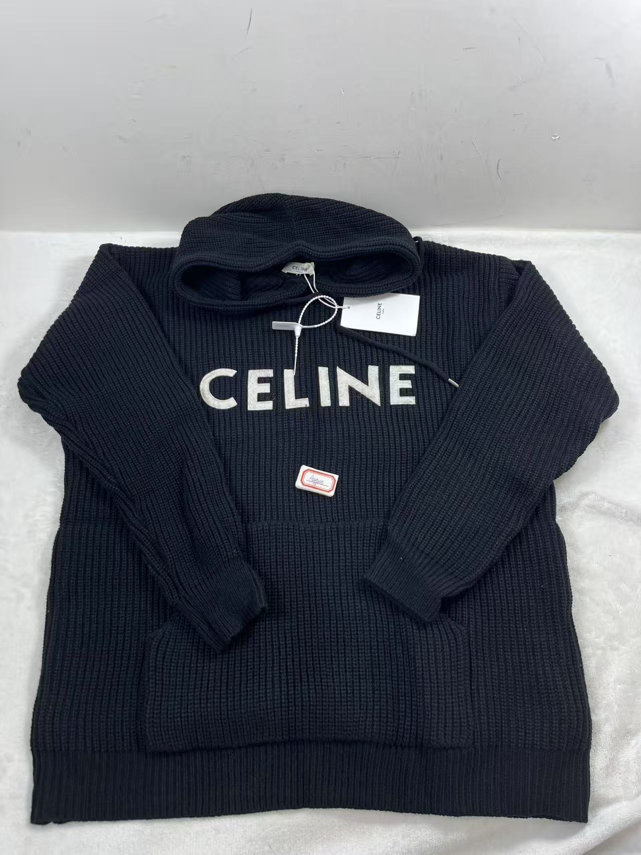 CELINE Loose Hoodie in Black Cotton Fleece