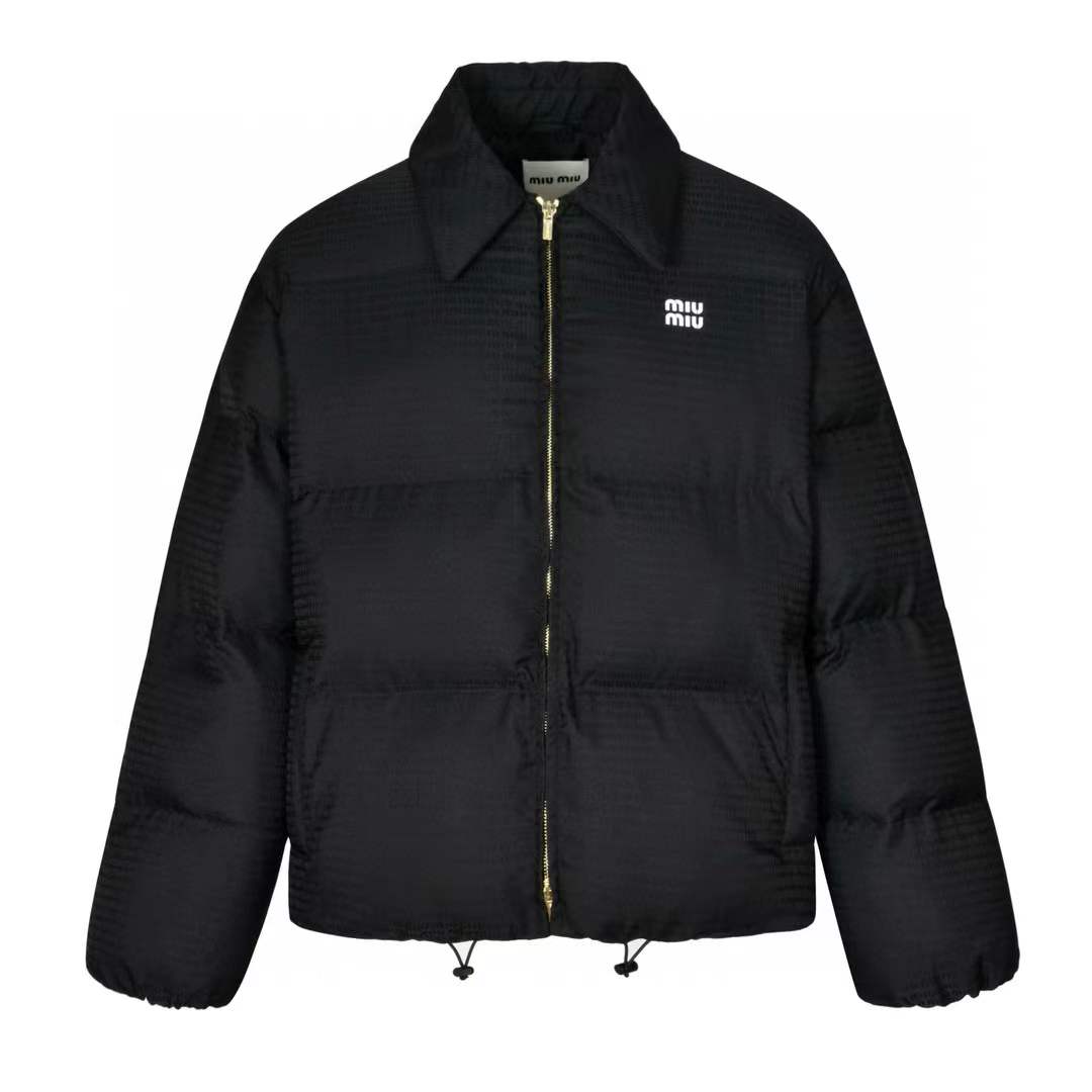 Miu Miu logo-appliqué Puffer Jacket black