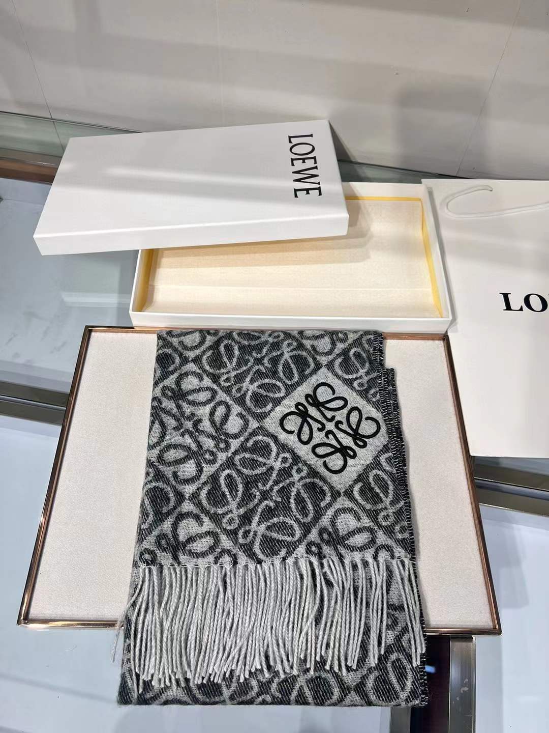Loewe Anagram Scarf Grey