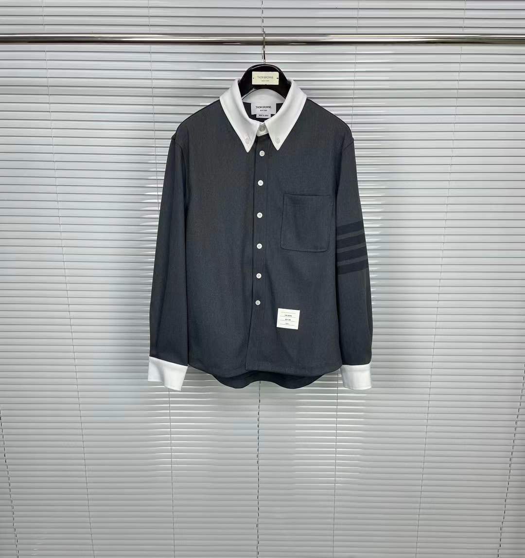 Thom Browne Cotton long-Sleeved Shirt Grey