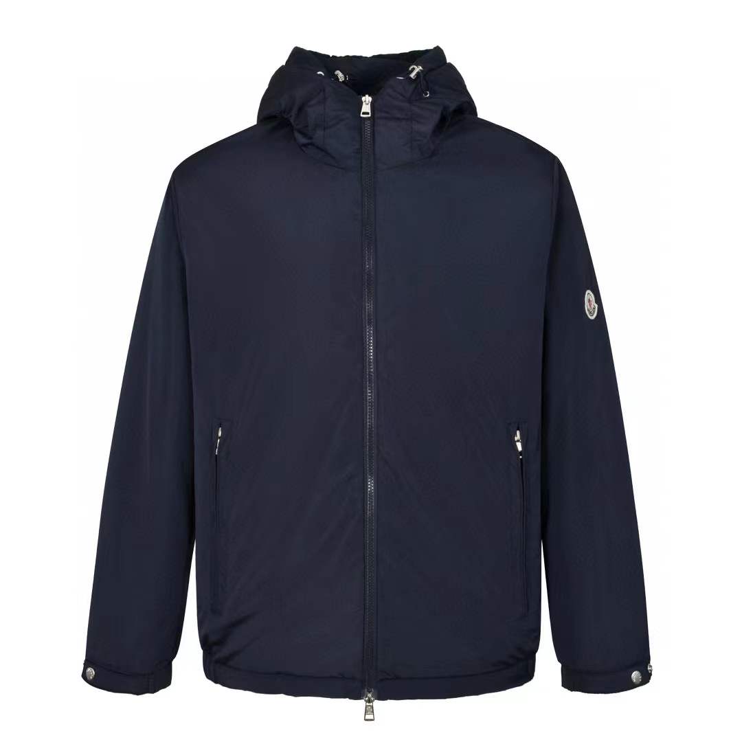 Moncler - Black Hooded Logo Coat blue