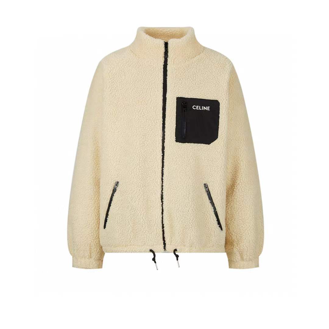 Celine Sherpa Zip Up Jacket