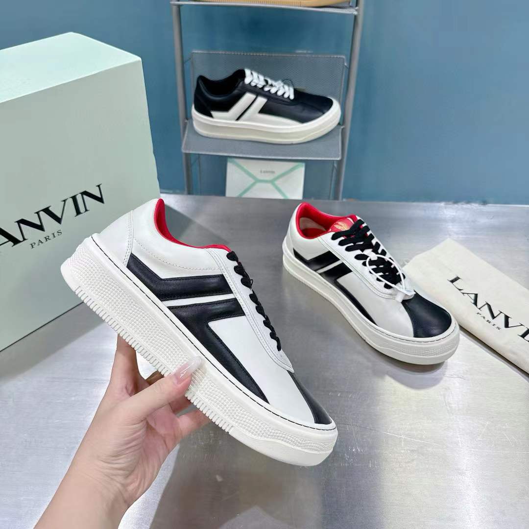 Lanvin Panelled Leather Sneaker White