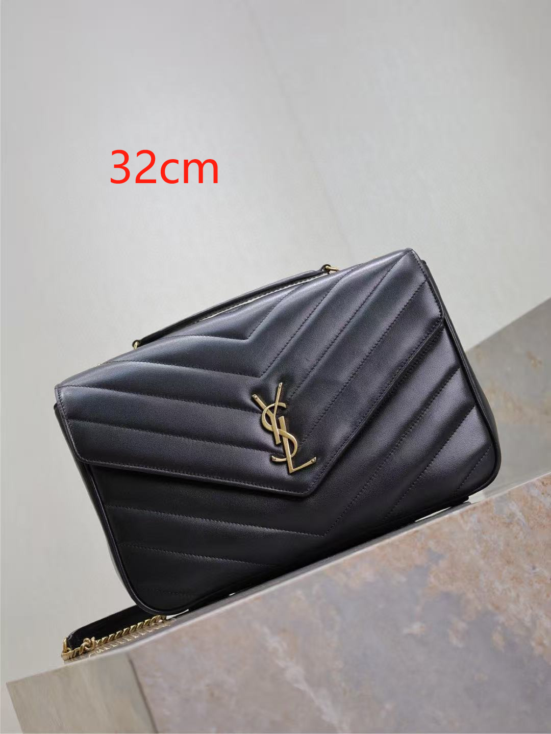 Saint Laurent LOULOU medium in MATELASSE lambskin Black bag 32cm