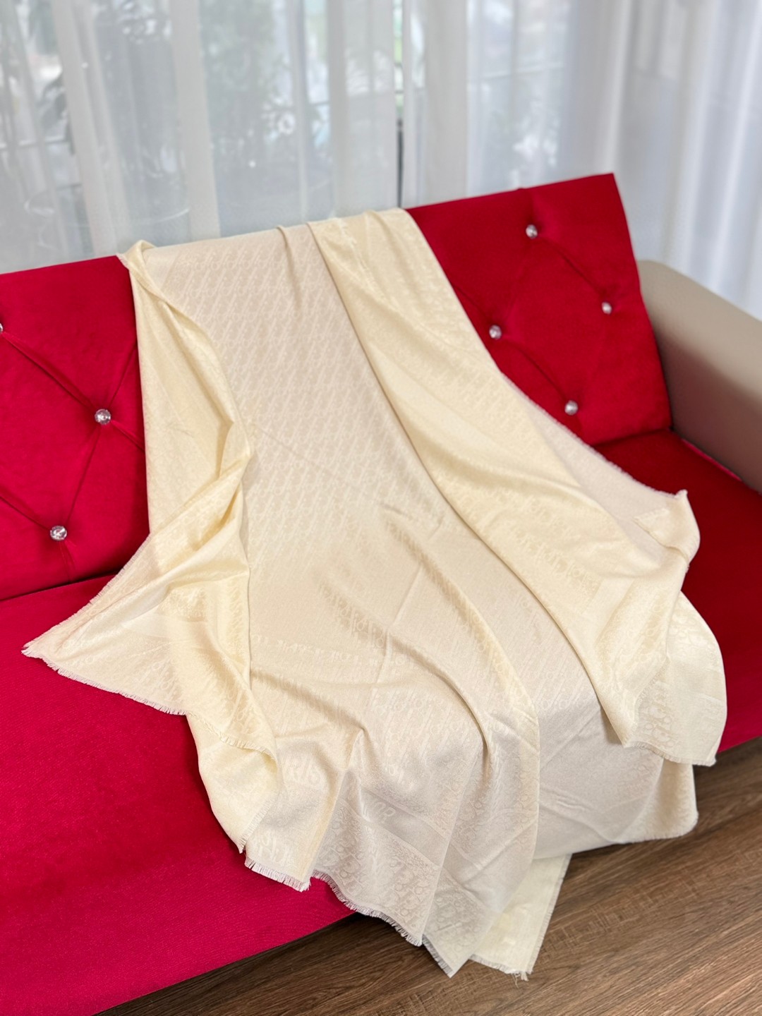 Dior Cannage Shawl Gold-Tone Silk Blend and Metallic Thread