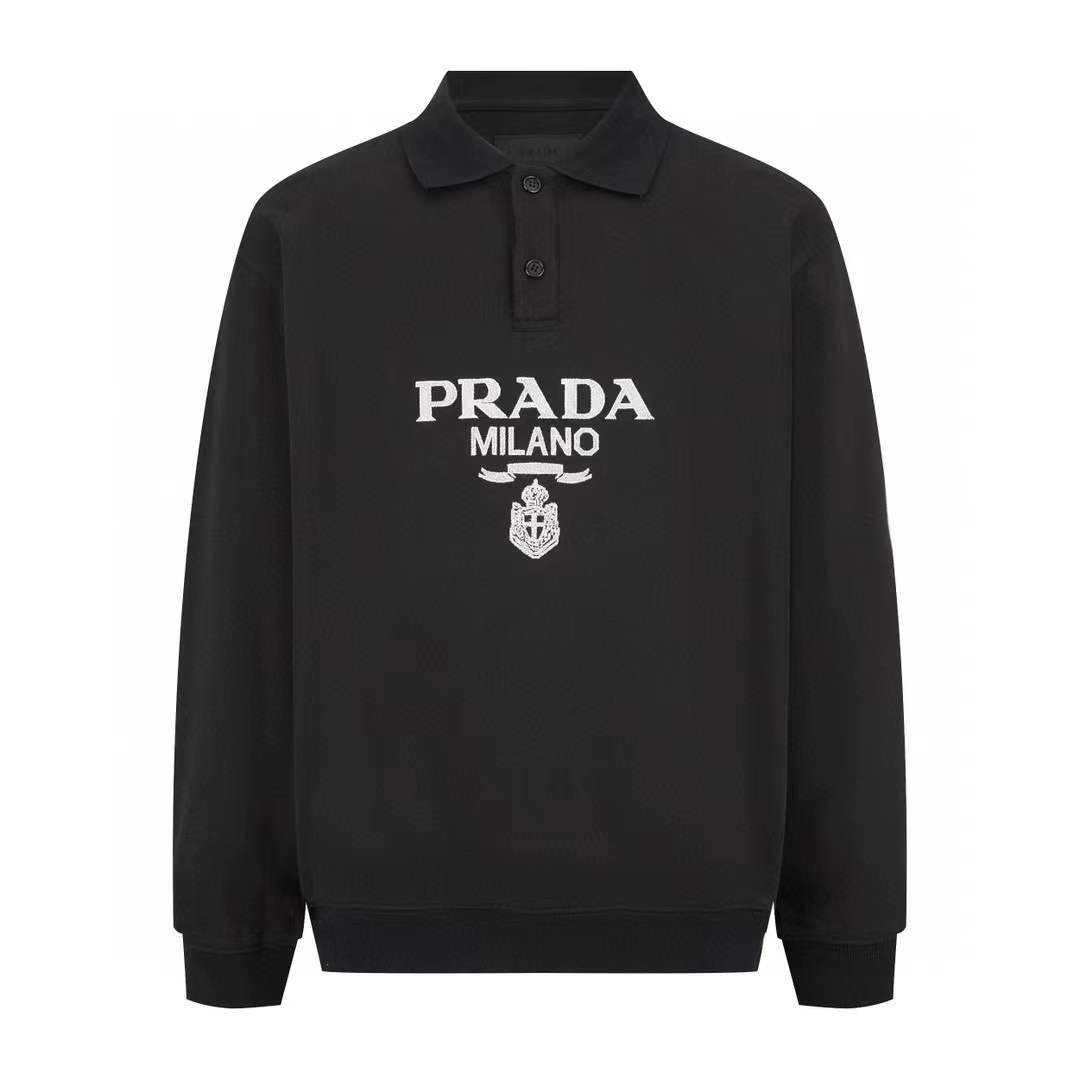 Prada jacquard-knitted Logo Polo Shirt | Black