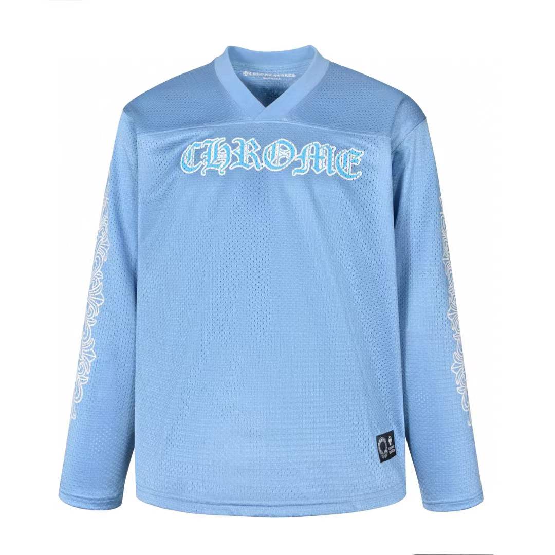 Chrome heart baby blue mesh jersey shirt