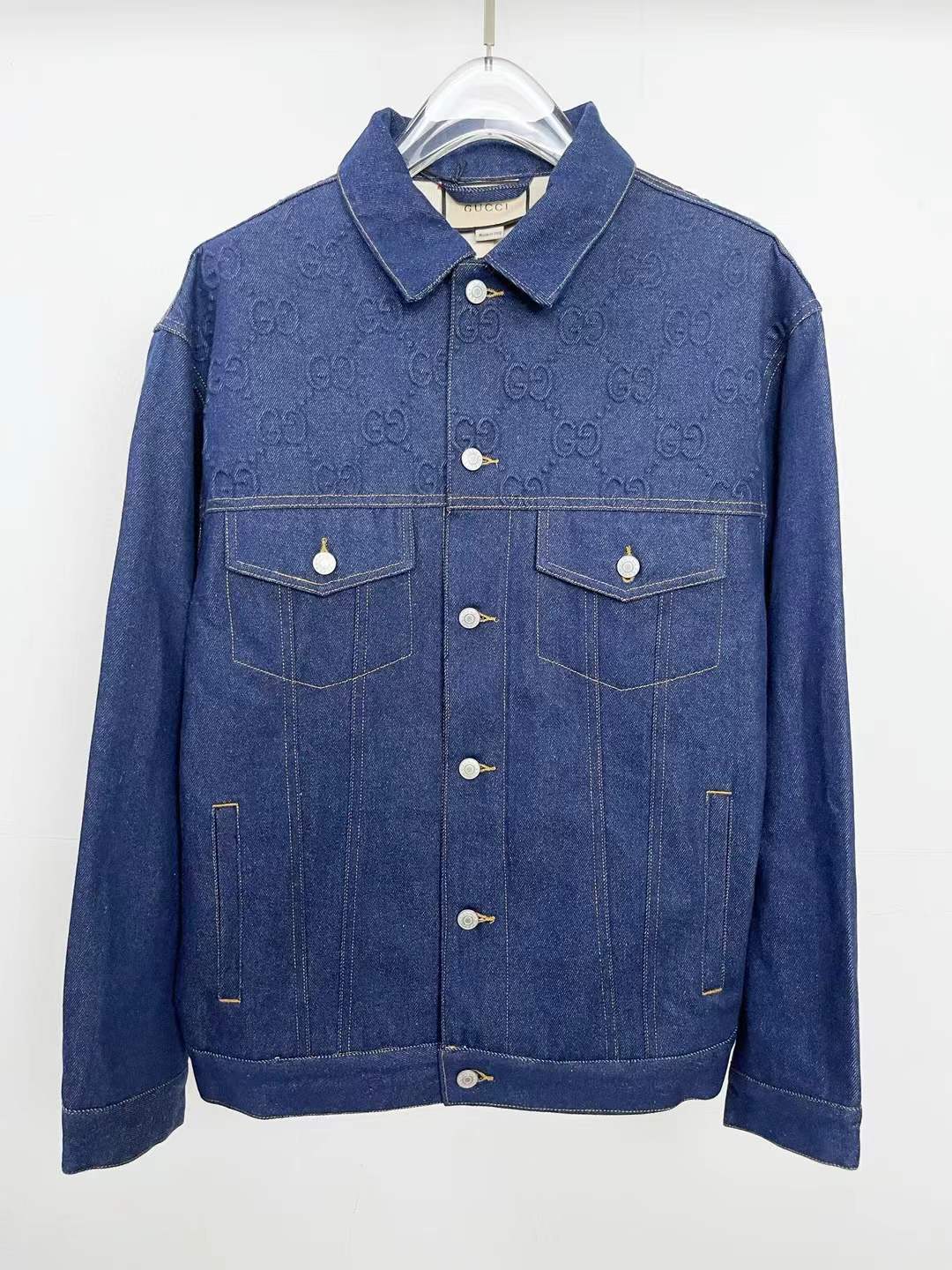Gucci Gg-Embossed Denim Jacket blue