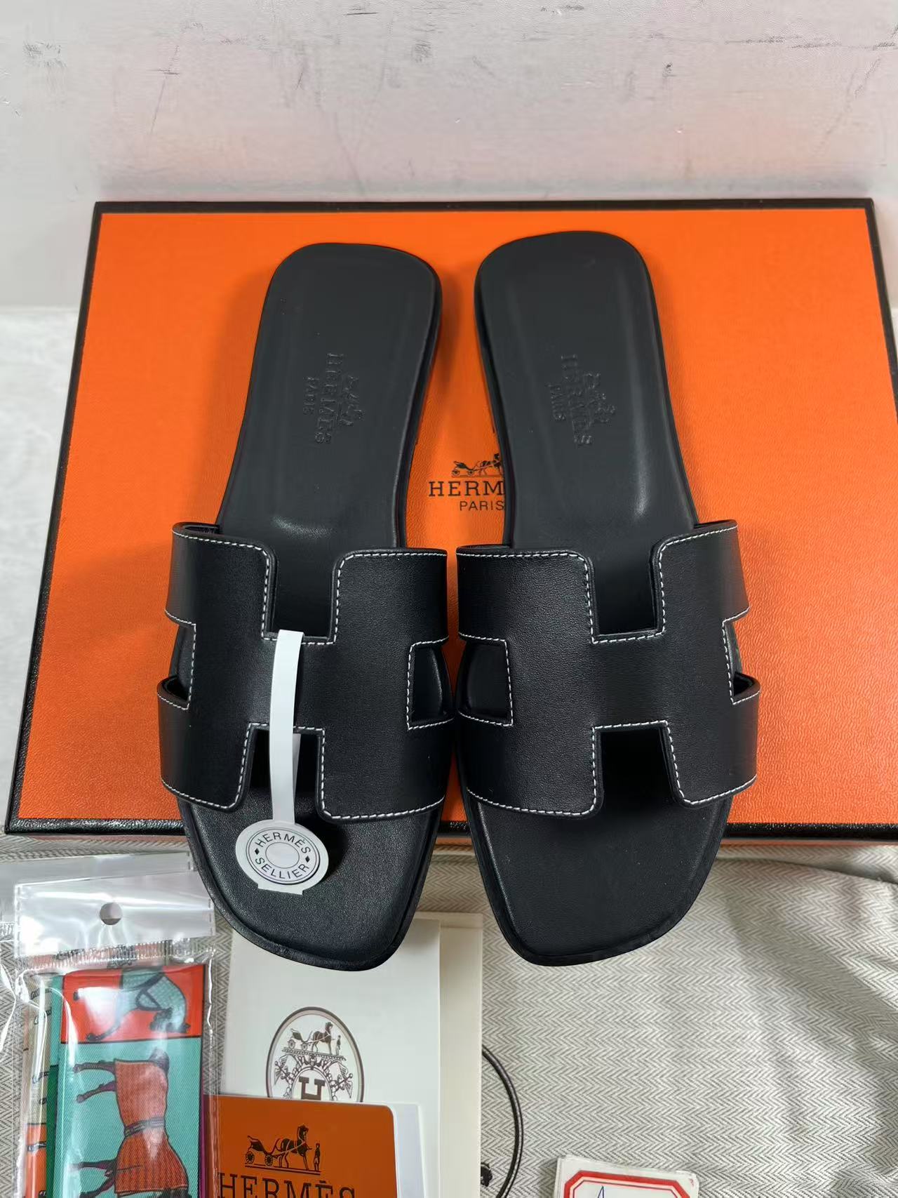 Hermes Oran Black sandal Women's sizeEU35 womens