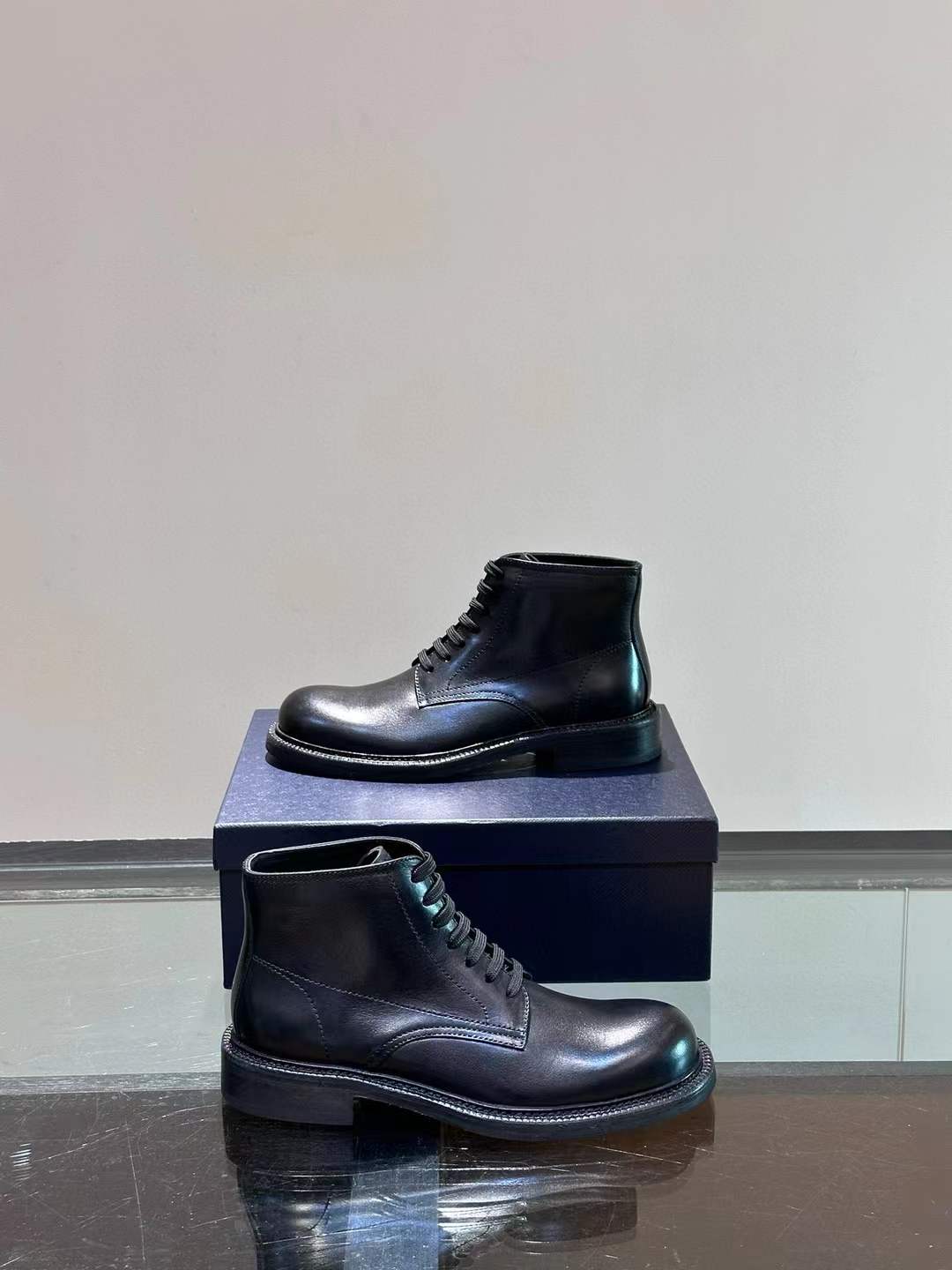 Prada Leather Boots Leather Shoes For Men black