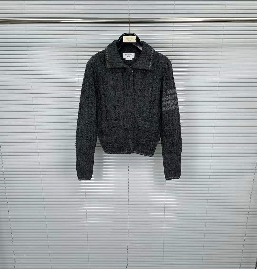 Thom Browne Knitted Cardigan Sweater black