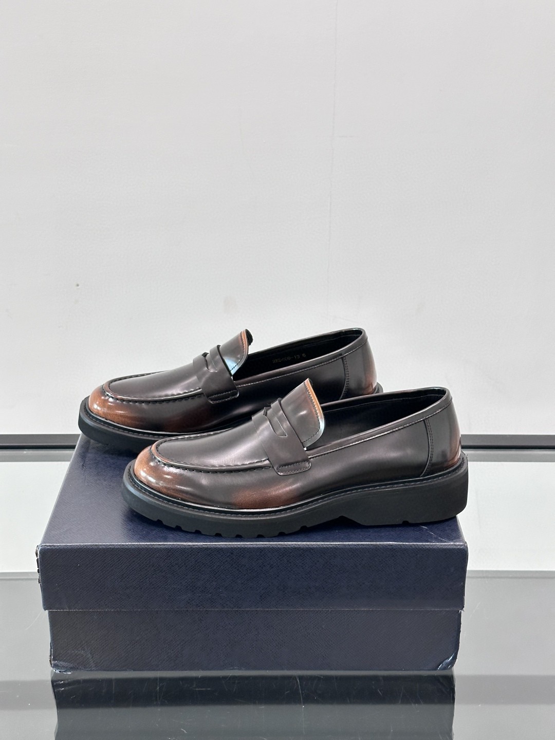 Prada Chocolate brushed leather loafers
