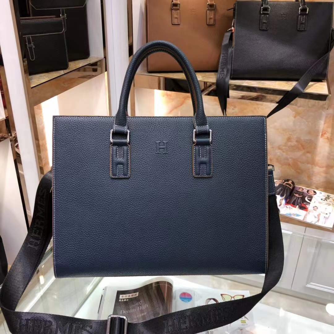 Hermes Men's Shoulder Bag Blue Leather