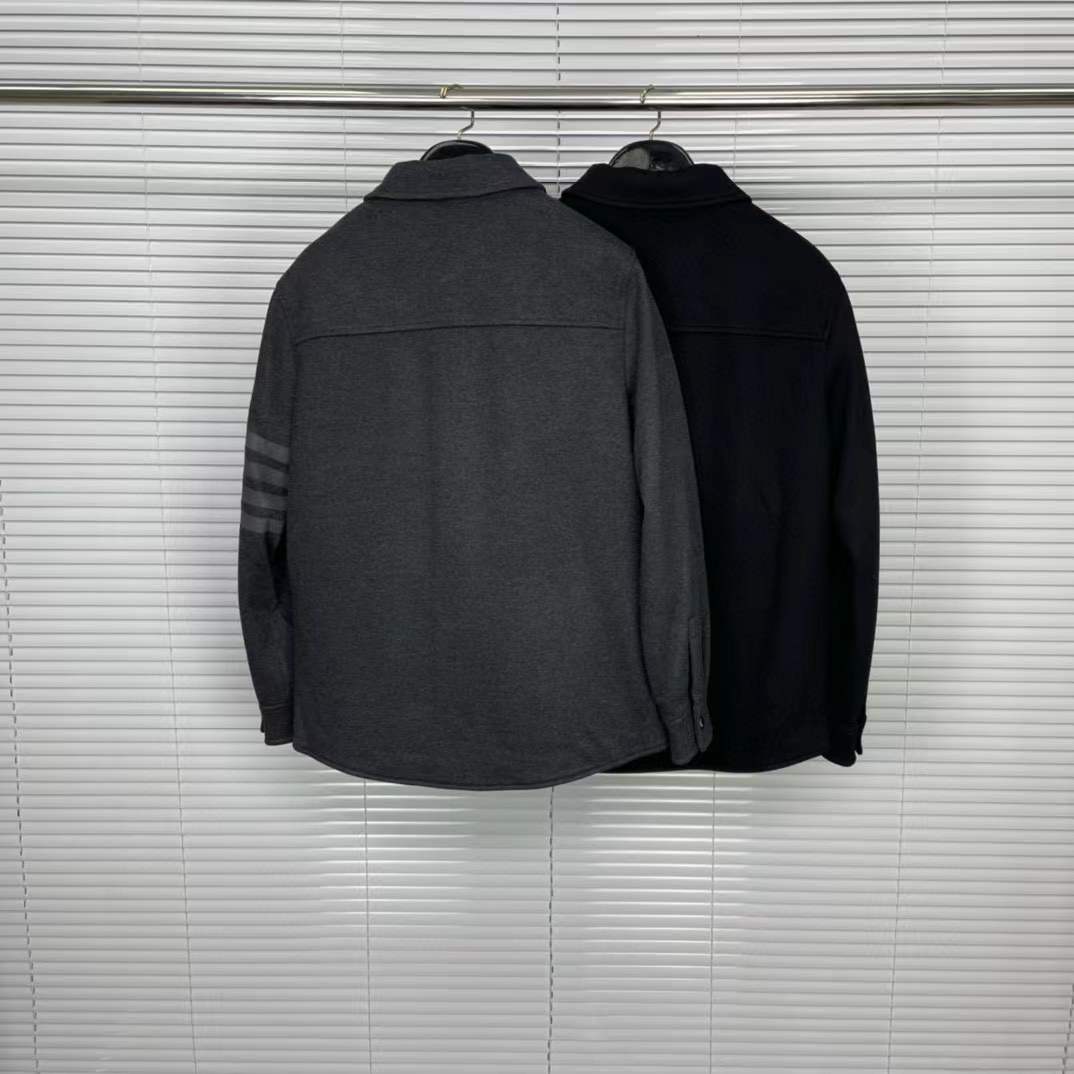 Thom Browne Gray Men Grey Wool Outer Shirt