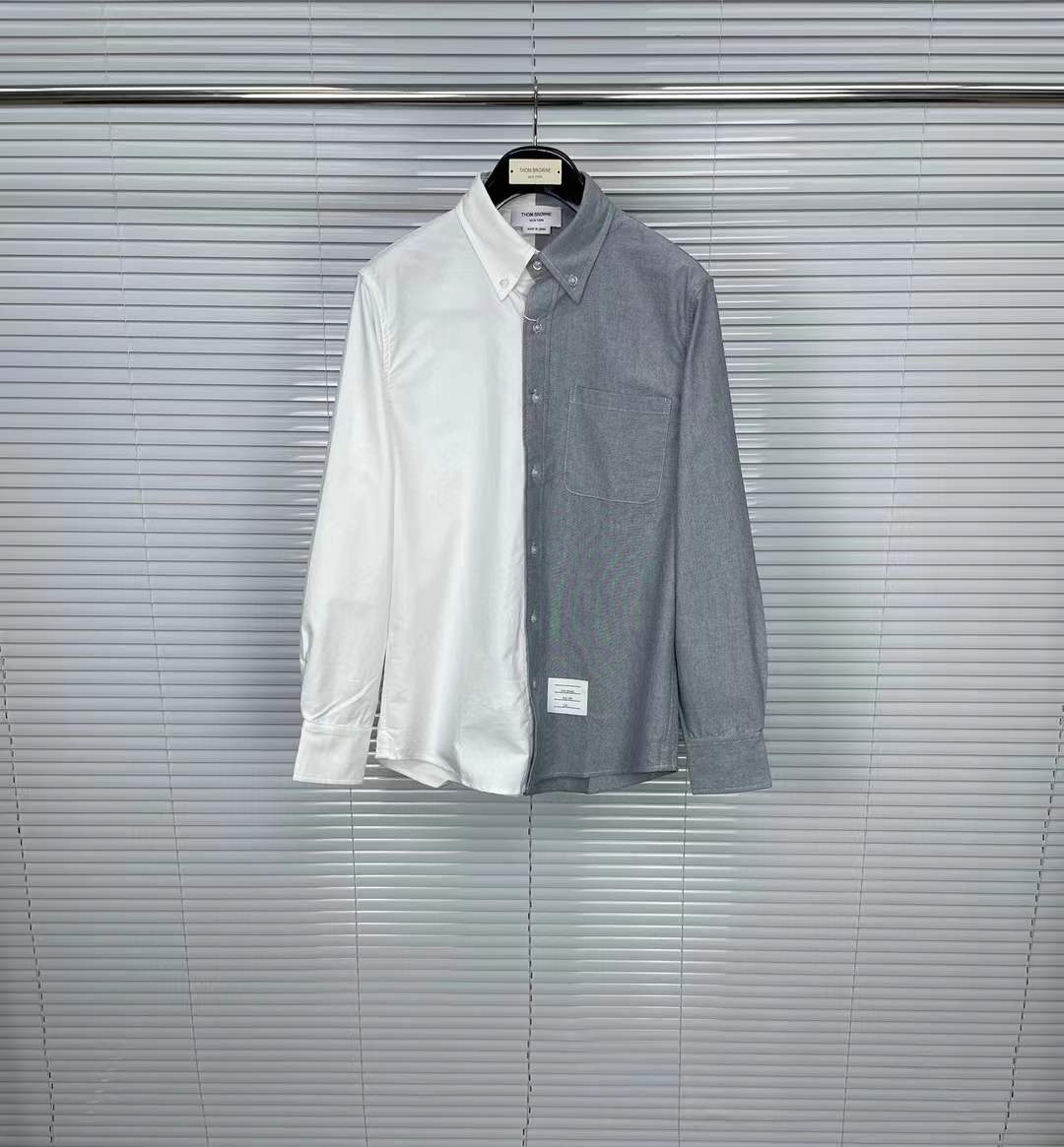 Thom Browne Stripe Hooded Shirt Grey