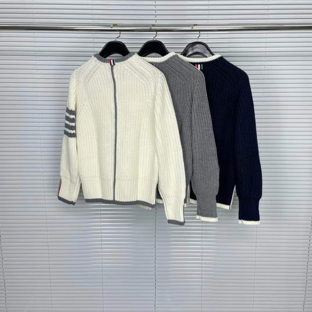 Thom Browne 4 Bar Stripe Rib Merino Wool Sweater