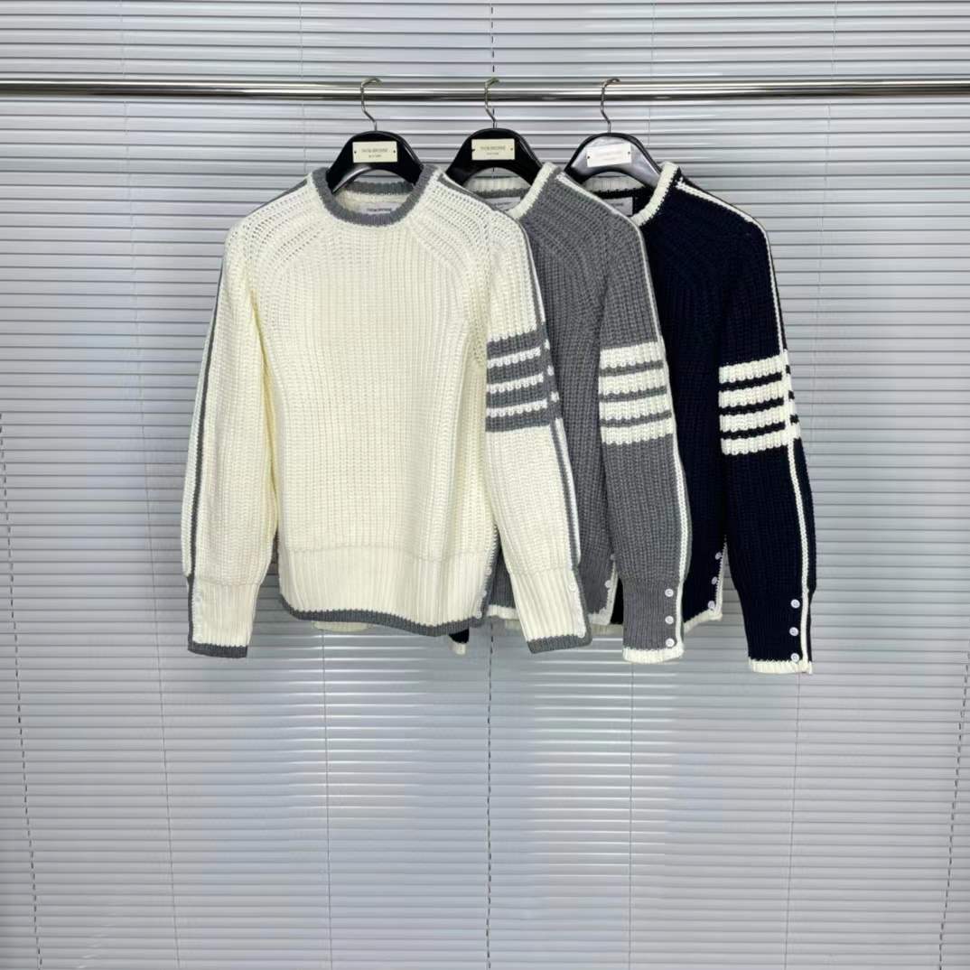Thom Browne 4 Bar Stripe Rib Merino Wool Sweater