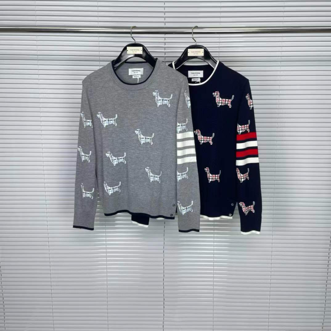 Thom Browne Gray 4-Bar Hector Sweater