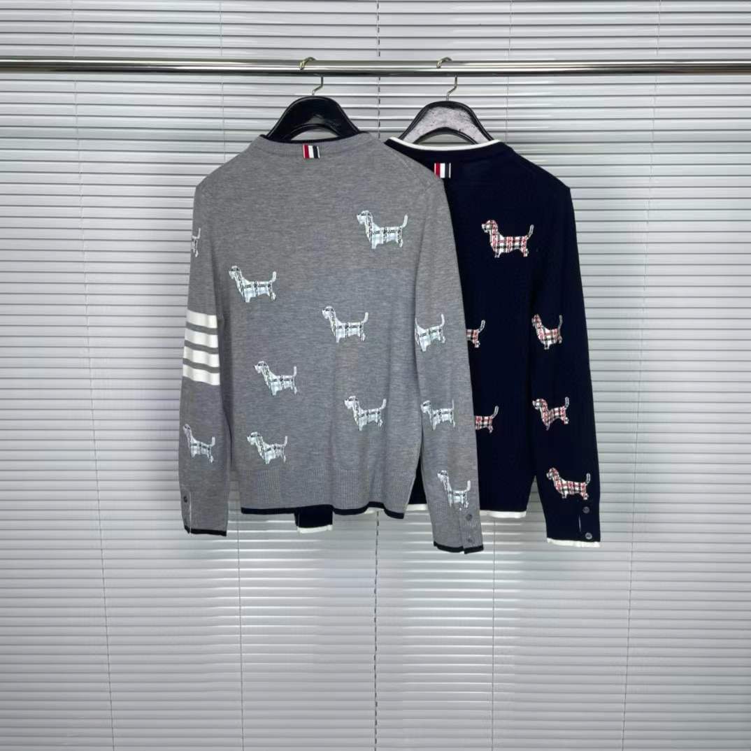 Thom Browne Gray 4-Bar Hector Sweater