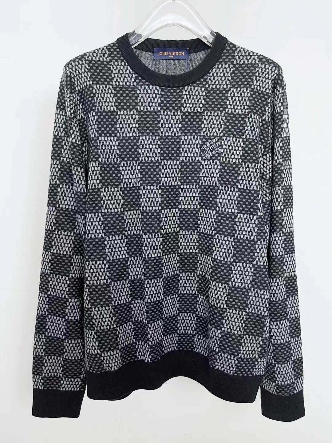 LV Damier Wool Crewneck - Ready-to-Wear Black T-shirt