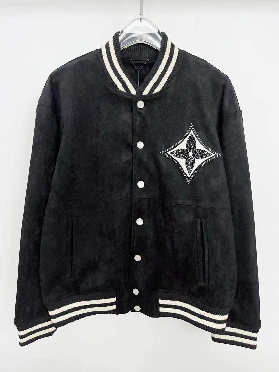LV Suede Varsity Jacket black