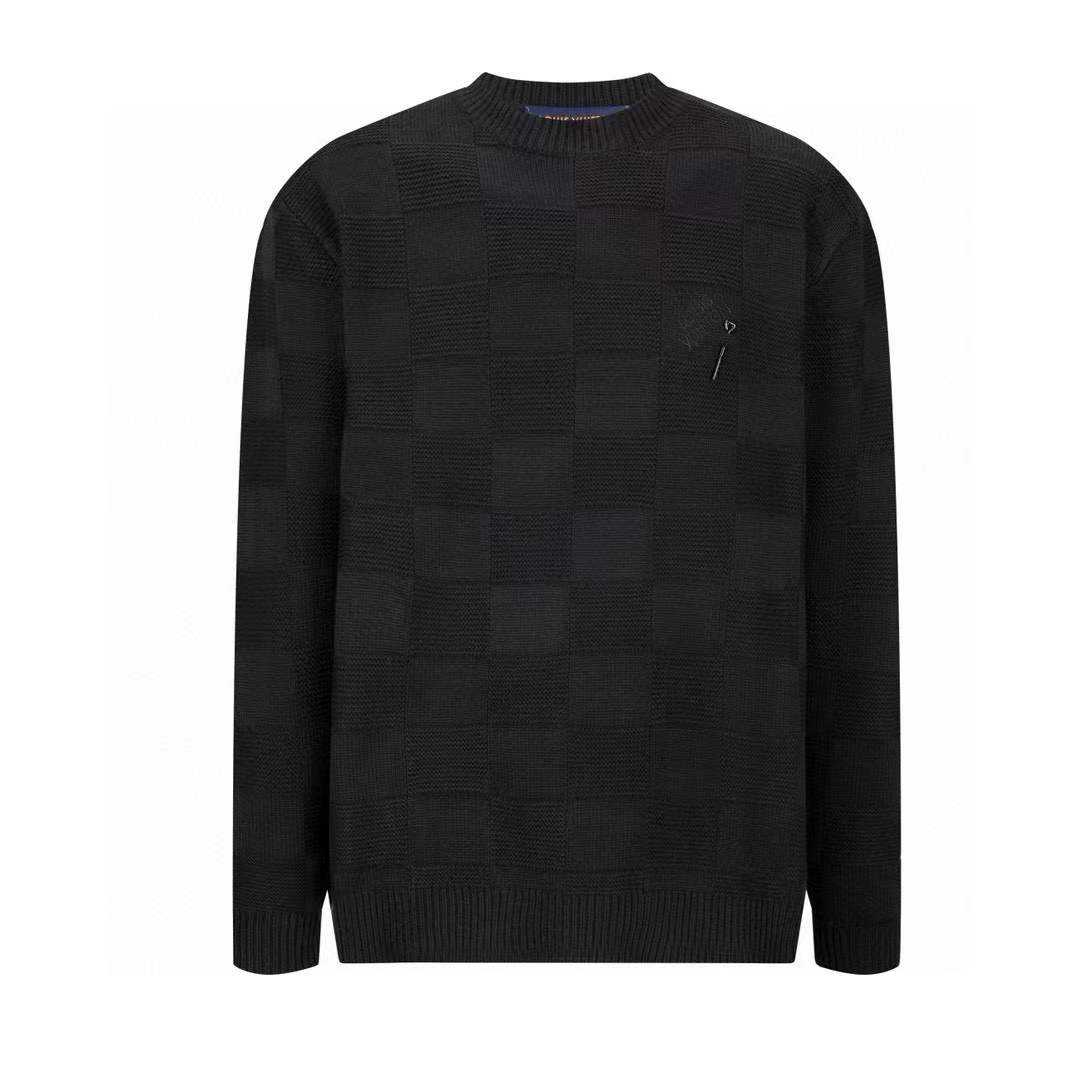 LV Embellished Wool Damier Pullover Men Black