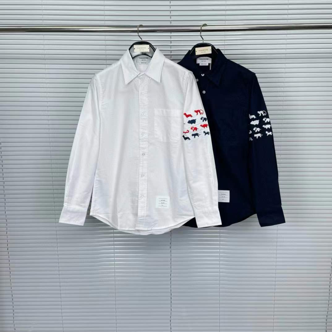 Thom Browne - Button-Down Collar Embroidered Cotton Oxford Shirt