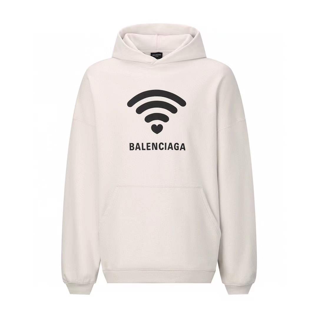 Balenciaga Paris Logo Hoodie white