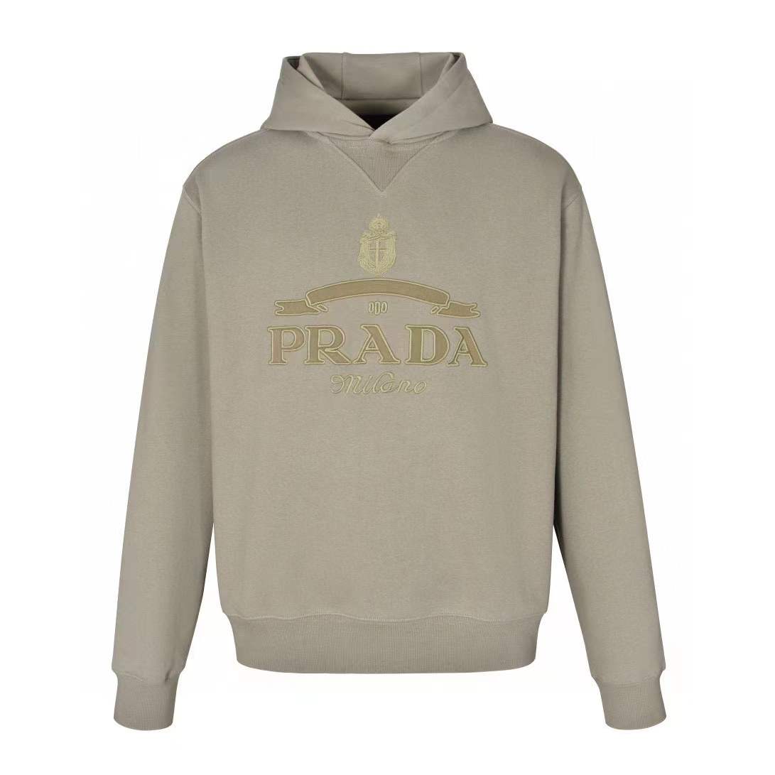 Prada Cotton Sweatshirt Grey Hoodie