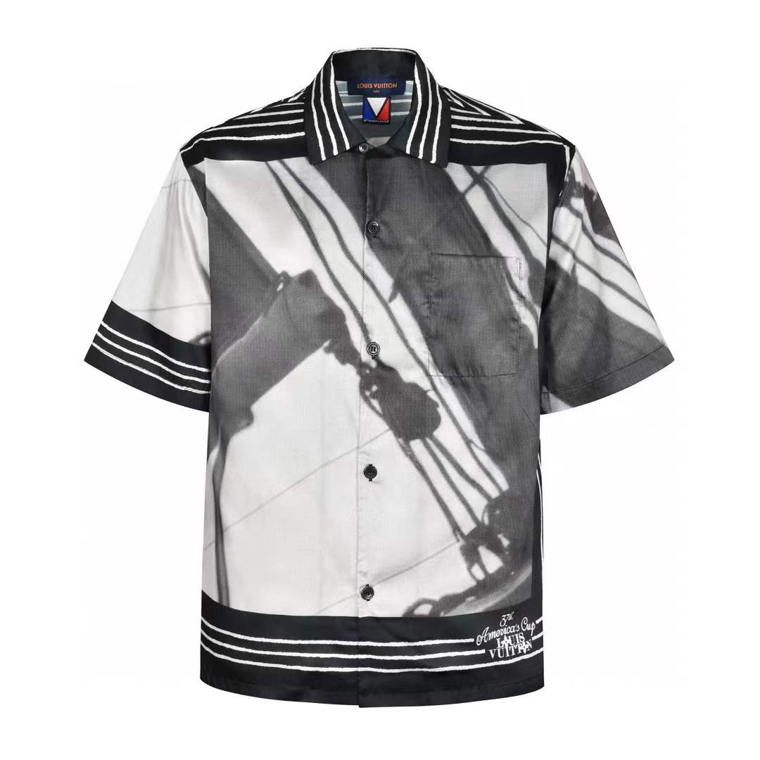 LV 1AFVTQ America's Cup abstract print short-sleeved shirt