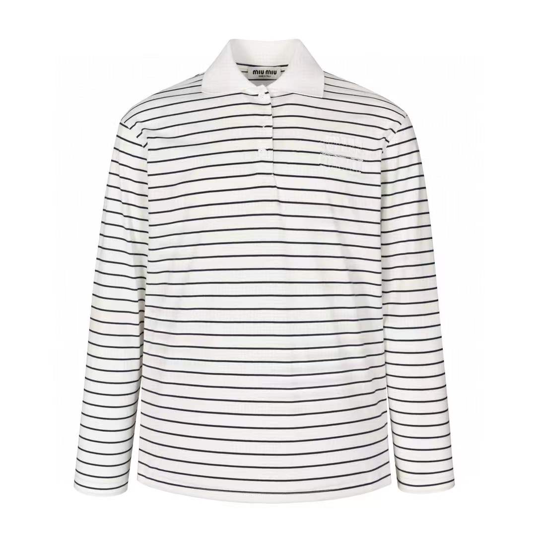 Miu Miu Jersey Stripe Polo long sleeved shirt