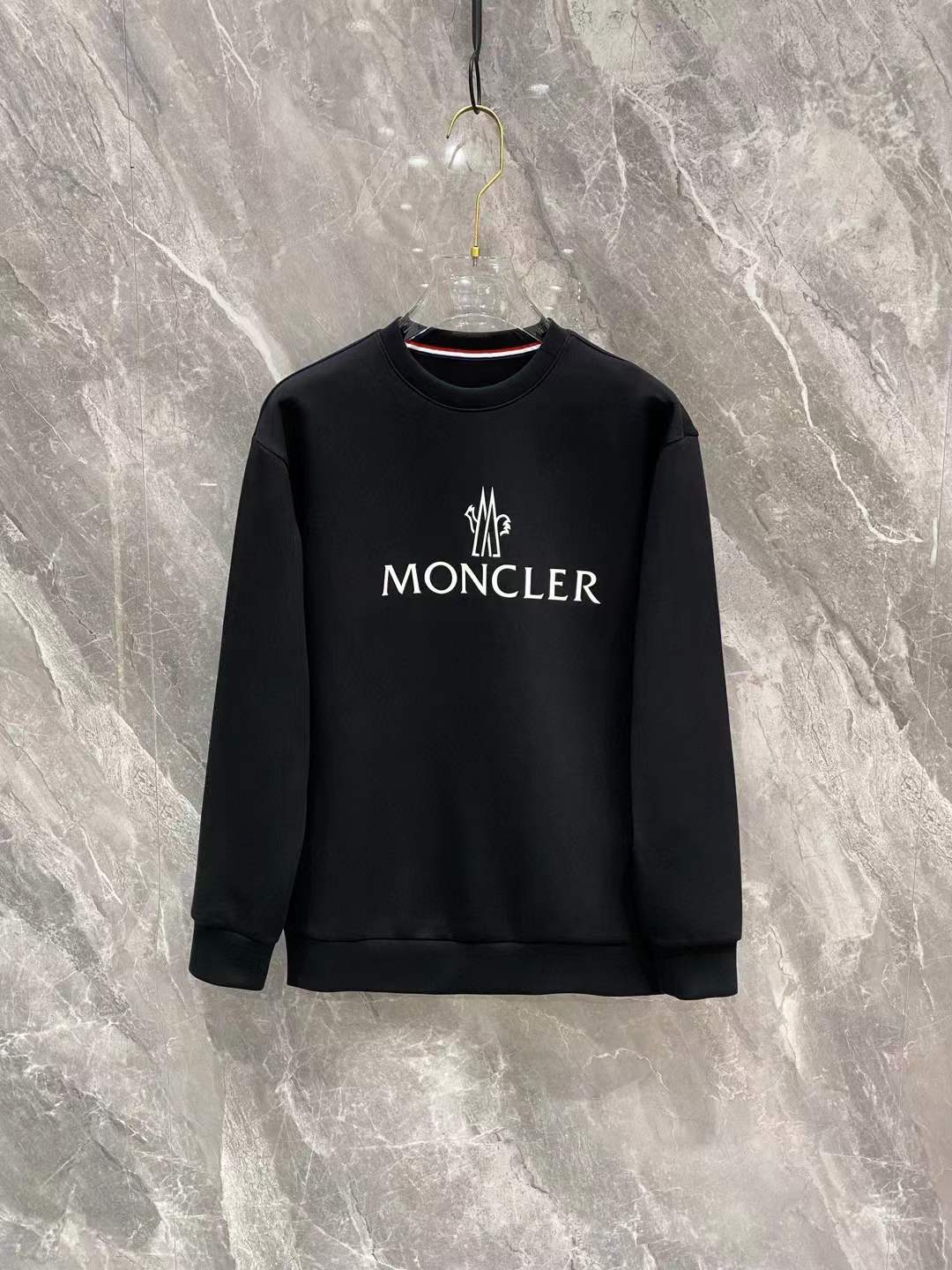 Moncler Mens and Womens Crew Neck Black Long Sleeve sweatshirt