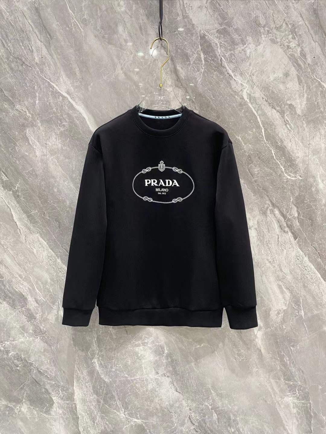 Prada Blue/White Wool and cashmere intarsia sweater