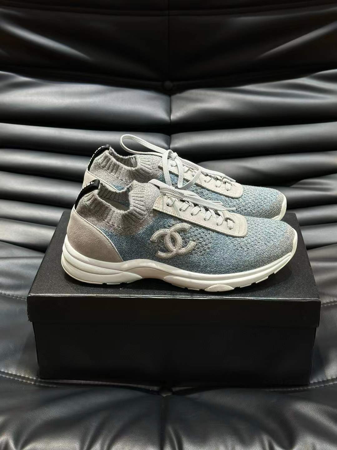 Chanel Mens High Top White Leather Sneaker