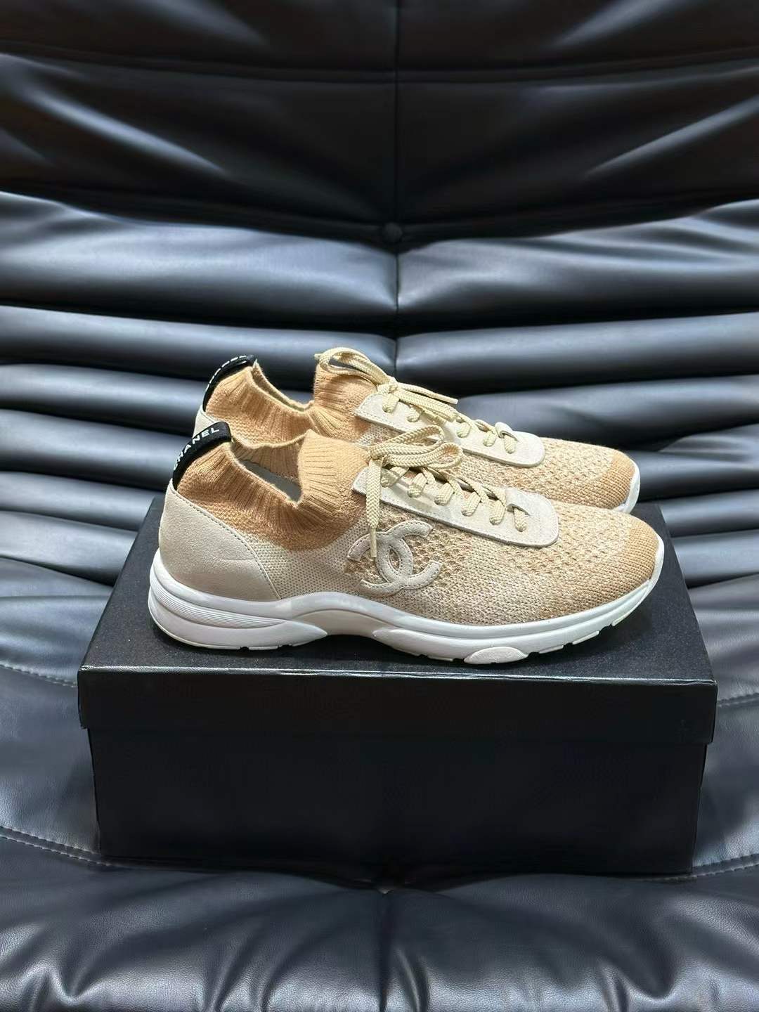 Chanel Light Beige Knit Sneaker
