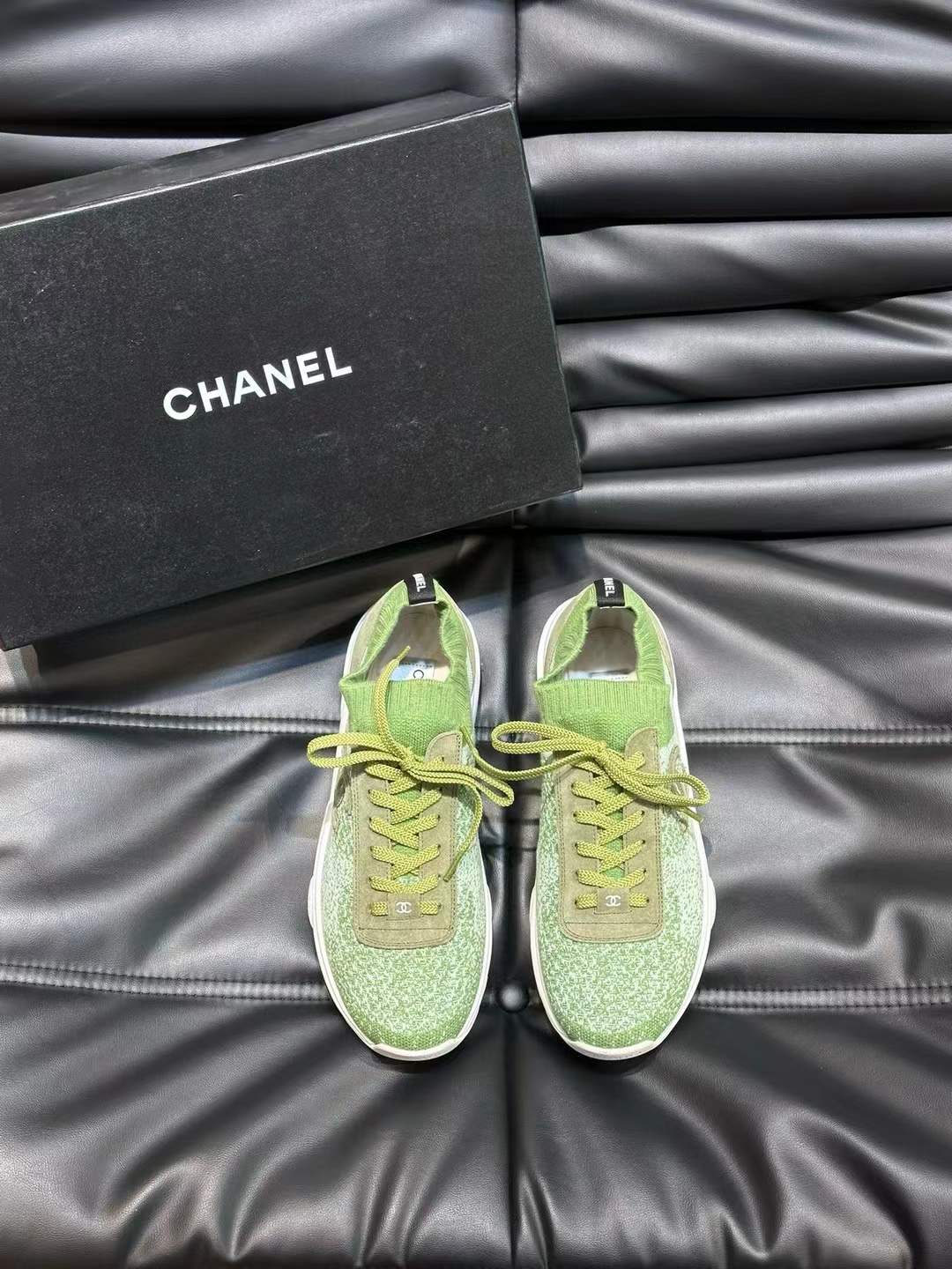 Chanel 19B Fabric Suede TPU Rubber Lace Up Low Top Sneaker