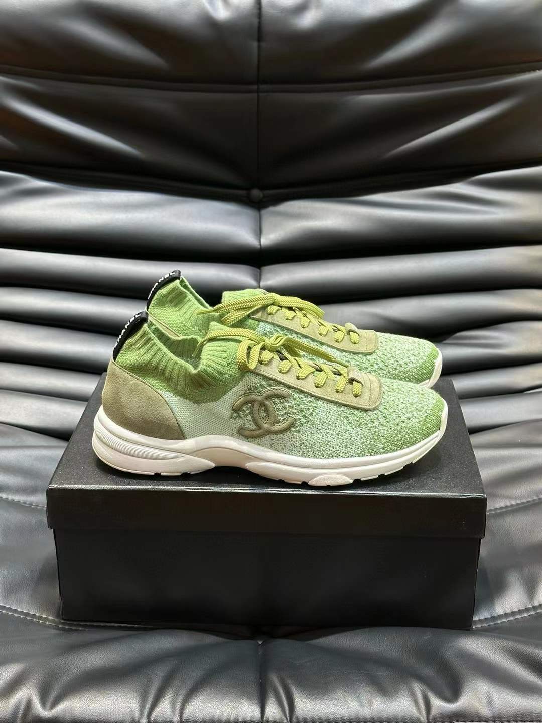 Chanel 19B Fabric Suede TPU Rubber Lace Up Low Top Sneaker