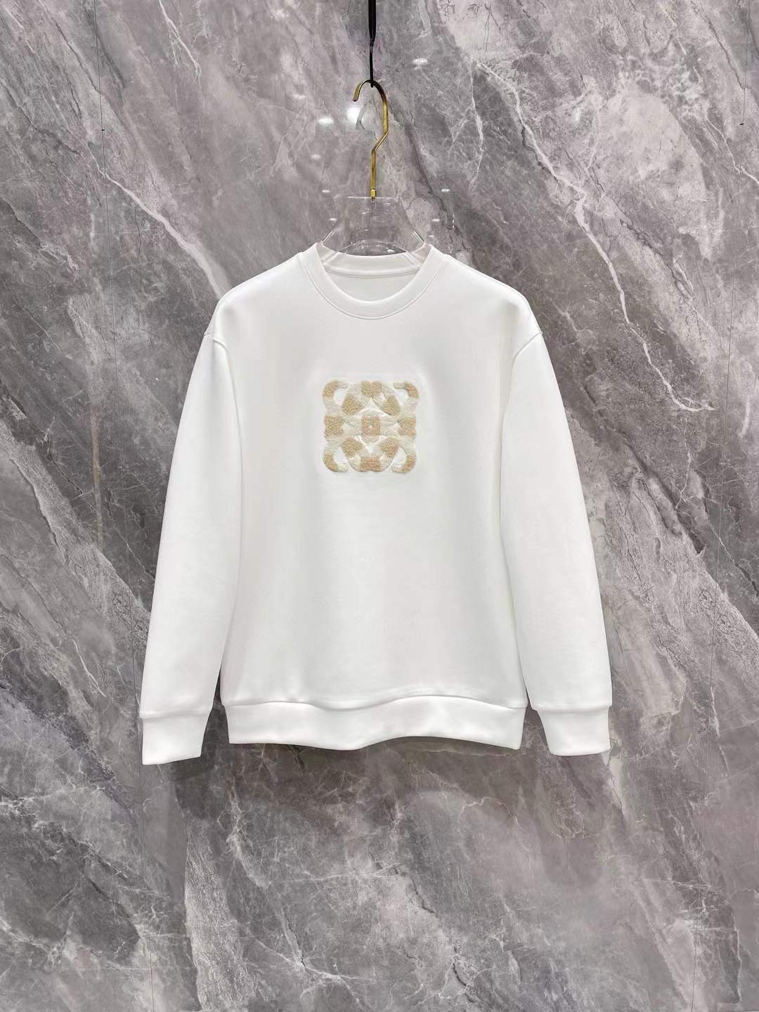 Loewe Heavy French Terry Heart Logo Crewneck Women's Clothing Sweater white