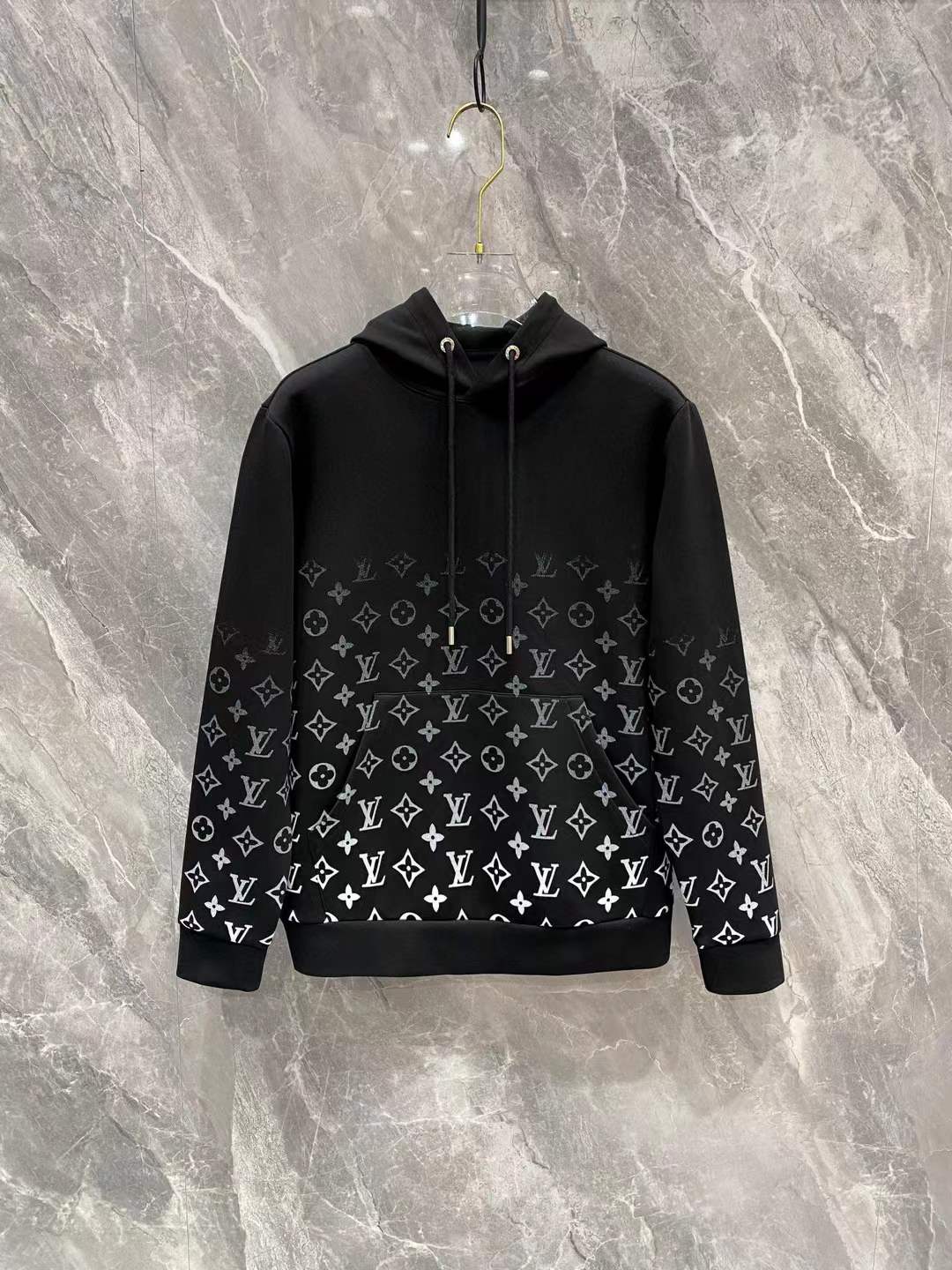 LV Monogram Gradient Cotton Hoodie Black