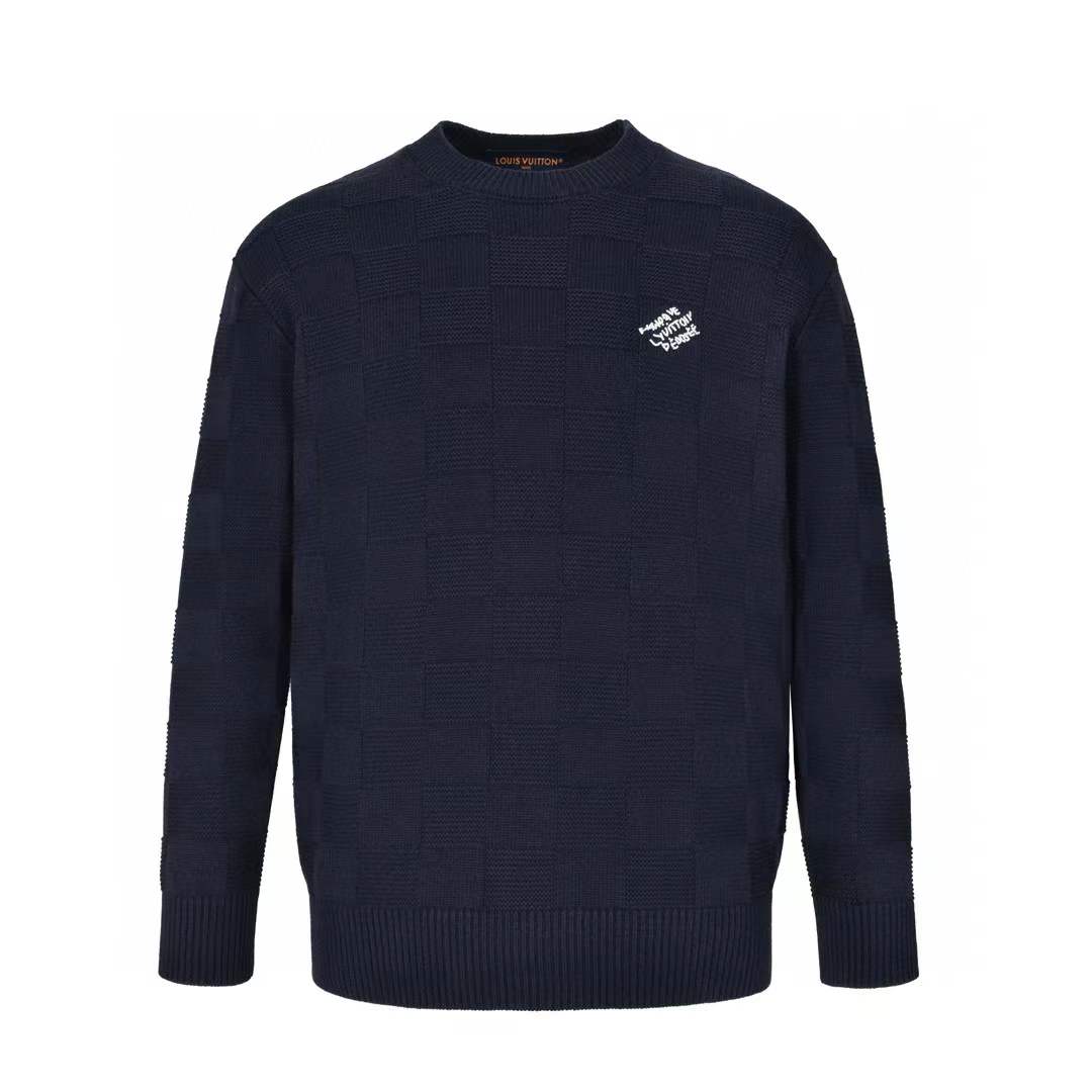LV Signature Cotton Crewneck Blue Sweatshirt