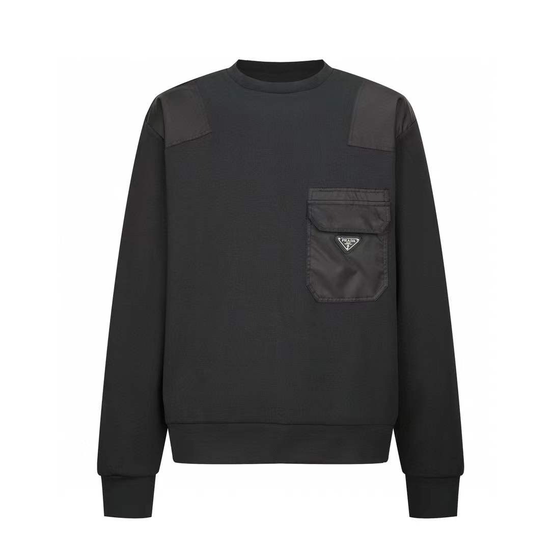 Prada triangle-logo Panelled Sweatshirt Black