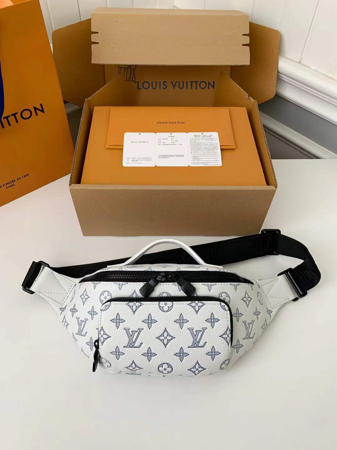 LV MONOGRAM SHADOW WHITE waist belt bag
