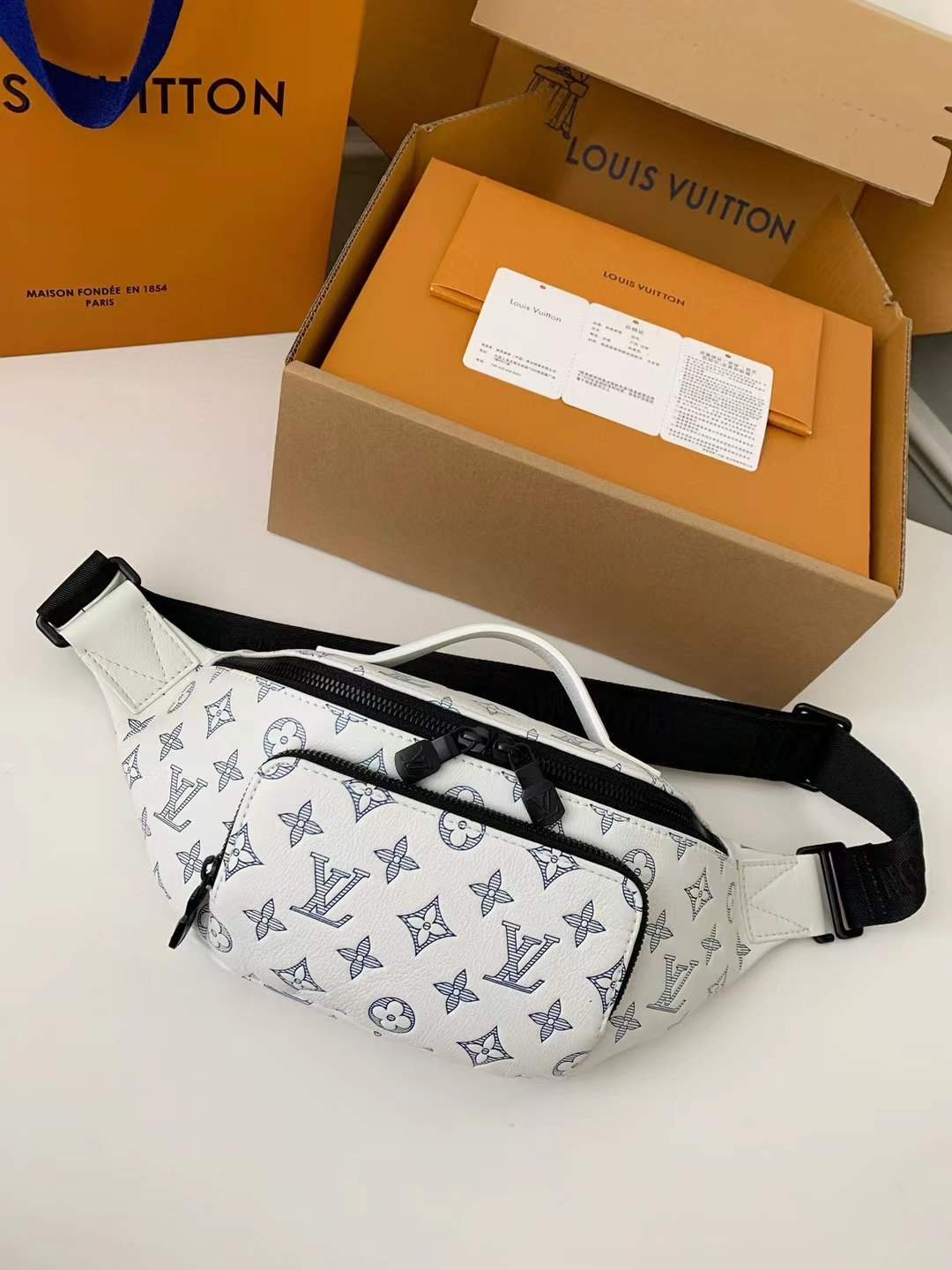 LV MONOGRAM SHADOW WHITE waist belt bag
