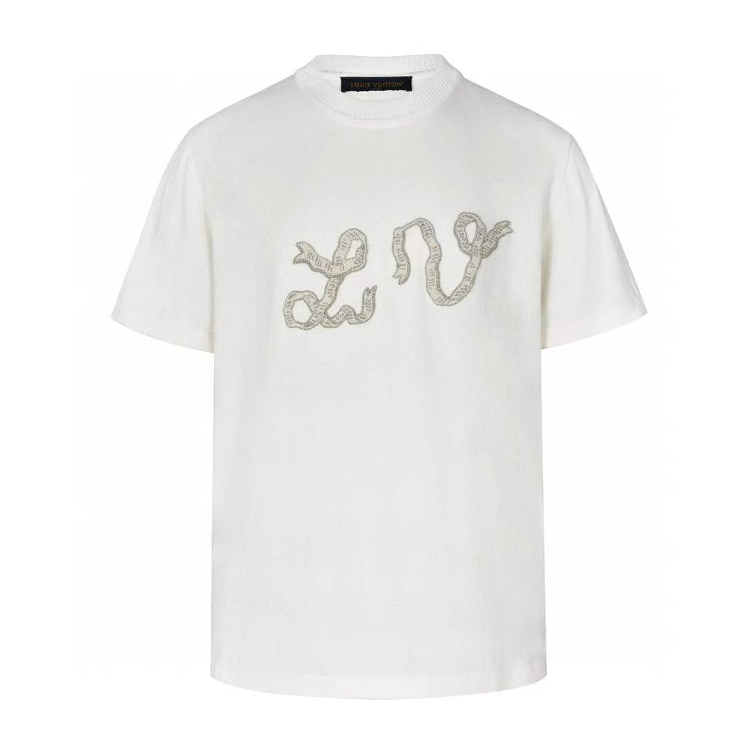 LV Embellished Short-Sleeved Cotton Crewneck |
